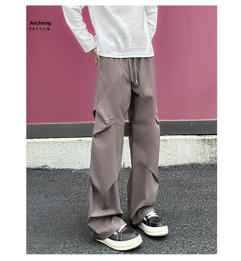 Pantaloni cargo da uomo in stile americano, autunno inverno, lavati, casual, dritti, alla moda, da paracadutista all'aperto, 2025_voghion.com