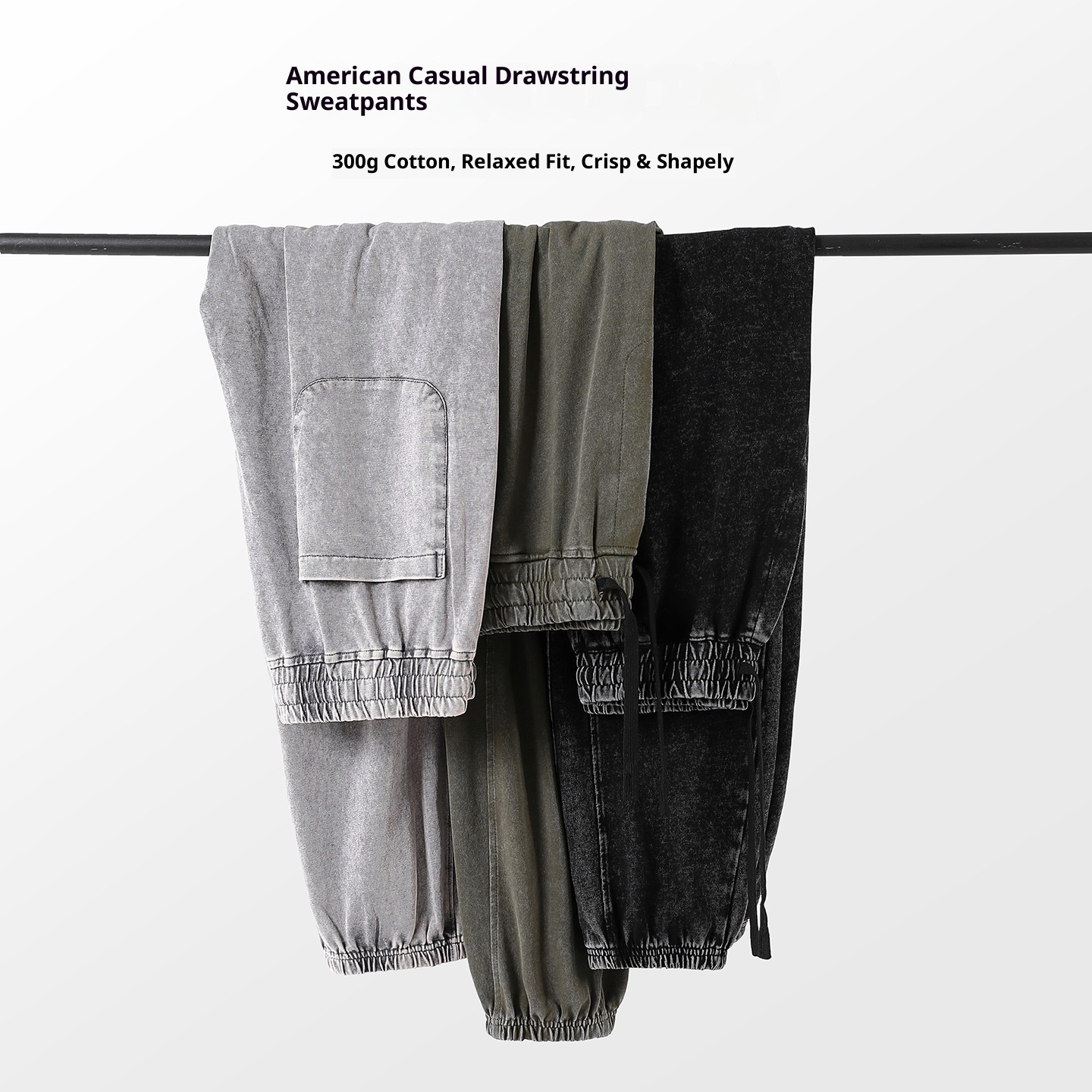 Pantaloni della tuta da jogging retrò americani in puro cotone doppio filato, per uomo, in stile vintage, primaverili e autunnali, lavabili in frontiera_voghion.com