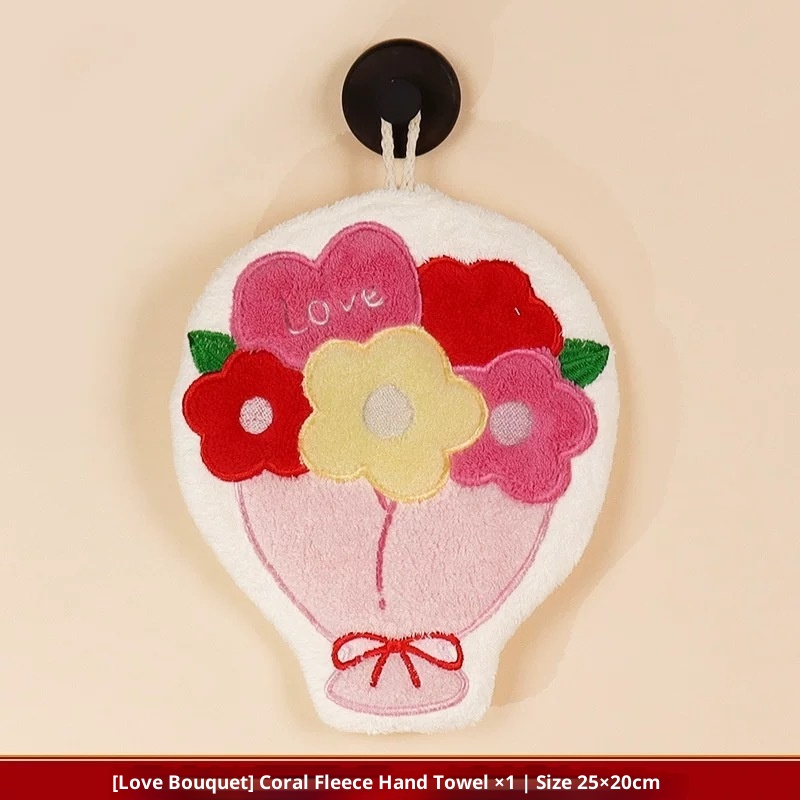 Lillian New Bouquet Hand Supplies Collection Wedding Cartoon Cute Hanging Towel Kitchen Bathroom Wiping Cloth_voghion.com