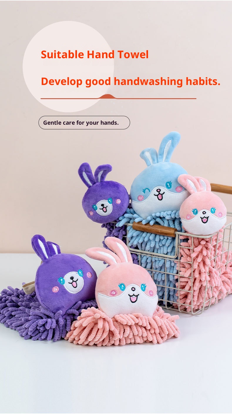 Lillian Hanging Cartoon Animal Chenille Kangle House Children's Household Kitchen Absorbent Hand Towel Wholesale_voghion.com