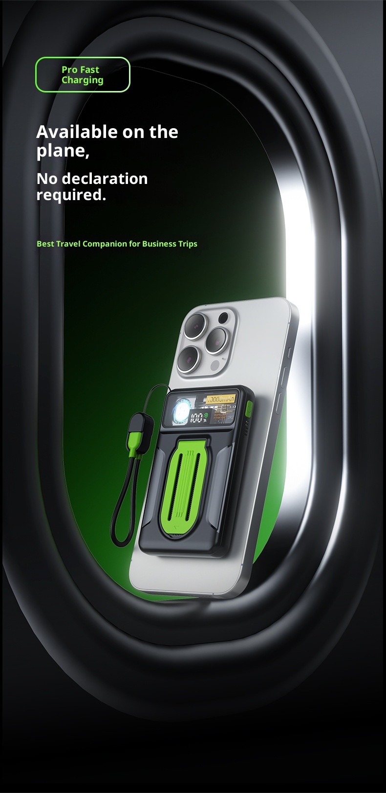 techglobe 22,5W Magnetische, transparente Powerbank mit integriertem Kabel, ultradünn, kompakt, Mini, tragbar, Geschenk, mobile Stromversorgung_voghion.com