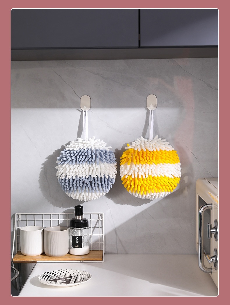 Lillian Rainbow Chenille Ball Hanging Home Kitchen Bathroom Creative Absorbent Cute Soft Hand Towel_voghion.com