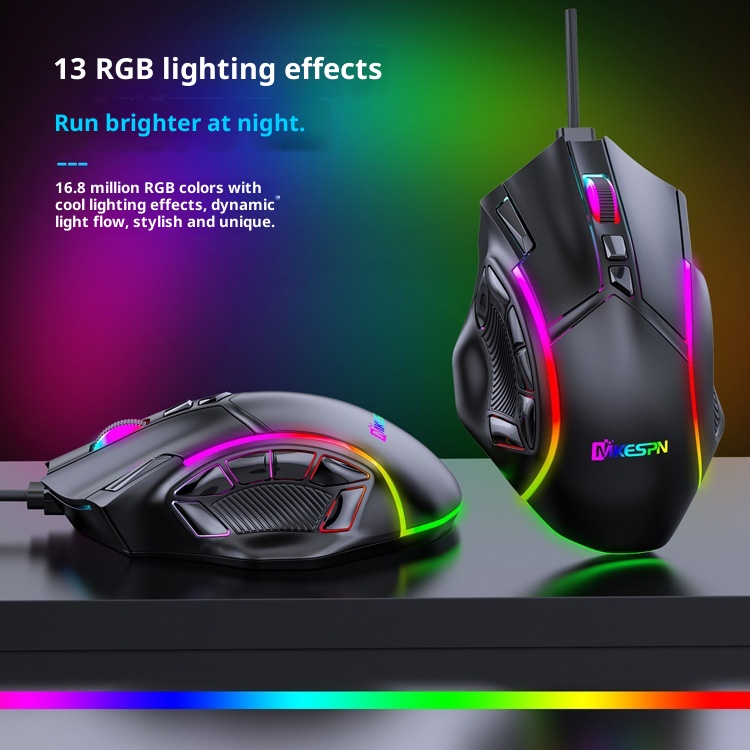 Techglobe Full-Speed 12800DPI 12-Button Macro Definition Wired RGB Gaming Mouse Wholesale Starting From One Piece Computer_voghion.com