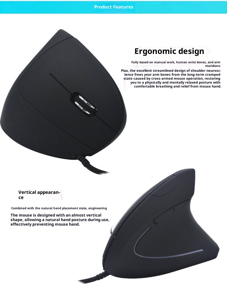 Techglobe New Optical Wired 5th Generation Luminous Matte Vertical Gaming Mouse With Wrist Rest For Men And Women Wholesale_voghion.com