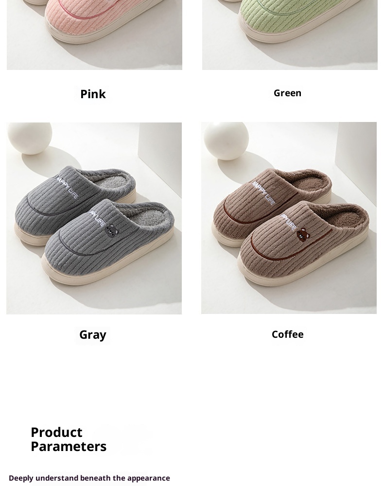 Zees Katoen met loopcomfort, dikke zool voor herfst en winter, dagelijks gebruik binnenshuis, antislip, warm, fleece voor thuisgebruik_voghion.com