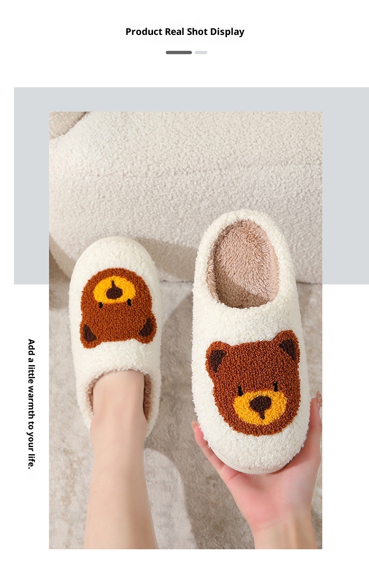 Zees Coss-Bode Hot-Selling Catoon Bibi Bea Smiling Face Cotton Fo Women Wholesale Indoo Home Plush Wam Slippes_voghion.com