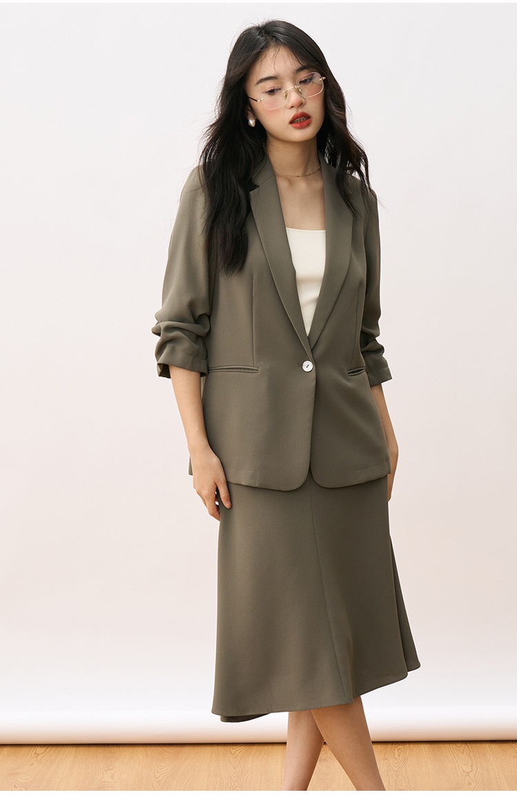 girl Girl [Shengdu] Autumn New Suit Set Elegant Slim Single-Breasted Professional Blazer Women's Skirt_voghion.com