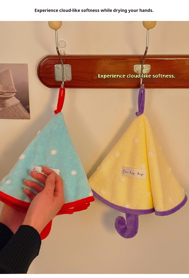 Mouchoir mignon Lillian pour salle de bain et cuisine, petit parapluie suspendu sans odeur, polaire corail super absorbante et épaisse_voghion.com
