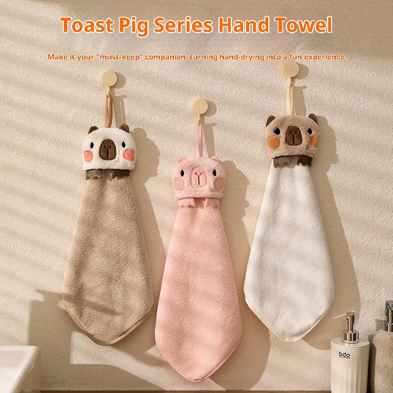 Lillian Capybara Hand Hanging Cartoon Cute Thickened Kitchen Bathroom Household Absorbent Quick-Dry Children's Washcloth Towel_voghion.com