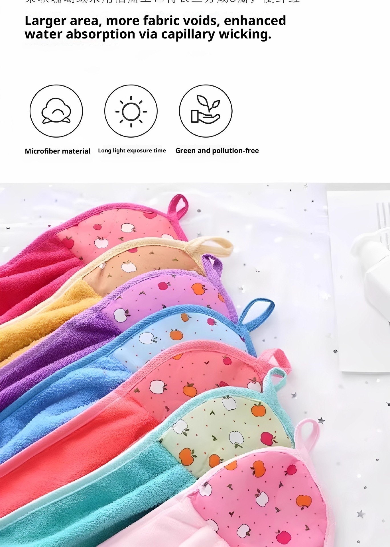 Lillian Coral Fleece Cloth Bathroom Kitchen Hand Hanging Towel Strong Absorbency Non-Shedding_voghion.com