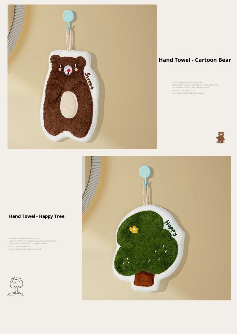 Lillian Cute Absorbent Hanging Plush Thickened Bathroom Handkerchief Hand Washing Small Square Towel Kitchen Cloth_voghion.com