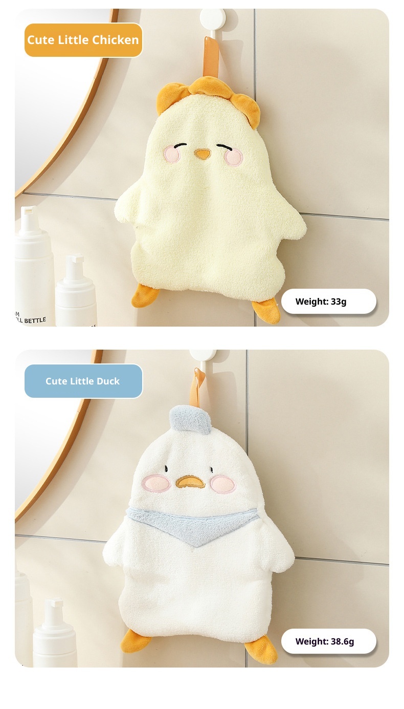 Lillian Cute Penguin Absorbent Children's Household Kitchen Wipe Duck Hanging Cartoon Hand Towel_voghion.com