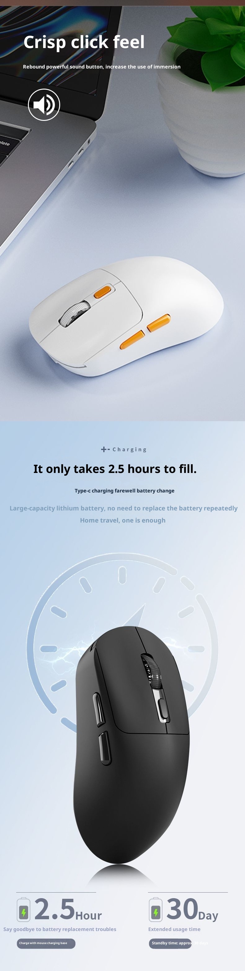 Techglobe Rechargeable Wireless Mouse Sound For Office Use, Compatible HP ASUS Laptops And Desktops, Factory Direct Wholesale With_voghion.com