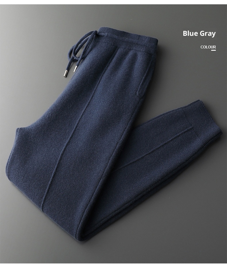 Neue Herrenhose aus 100 % Wolle für Herbst/Winter – Business Casual, vier flache, verdickte Strickhosen mit Mittelnaht_voghion.com