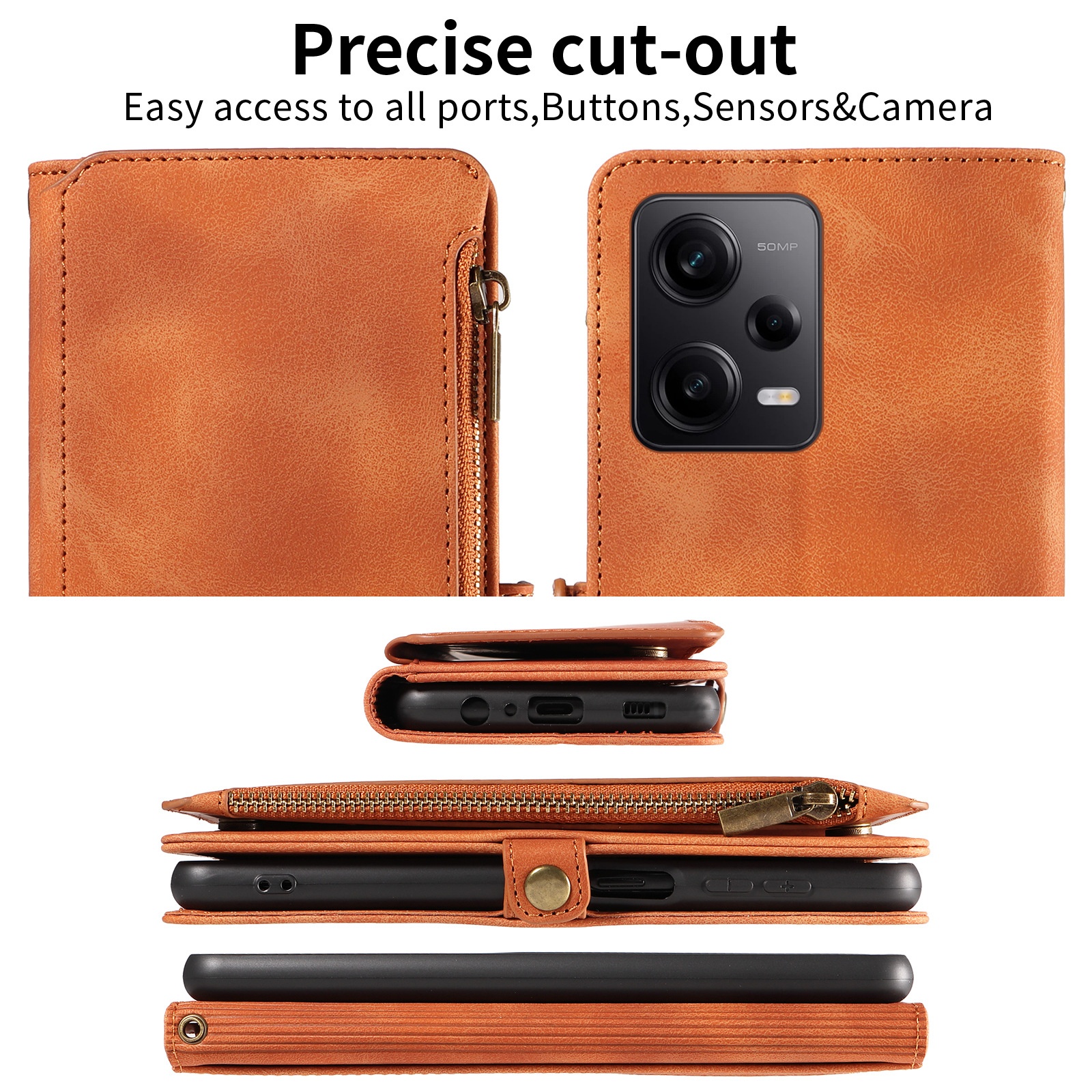 Funda protectora con tapa tipo monedero para Xiaomi 14, compatible con Note 13 Pro, Redmi 12, cuero retro_voghion.com