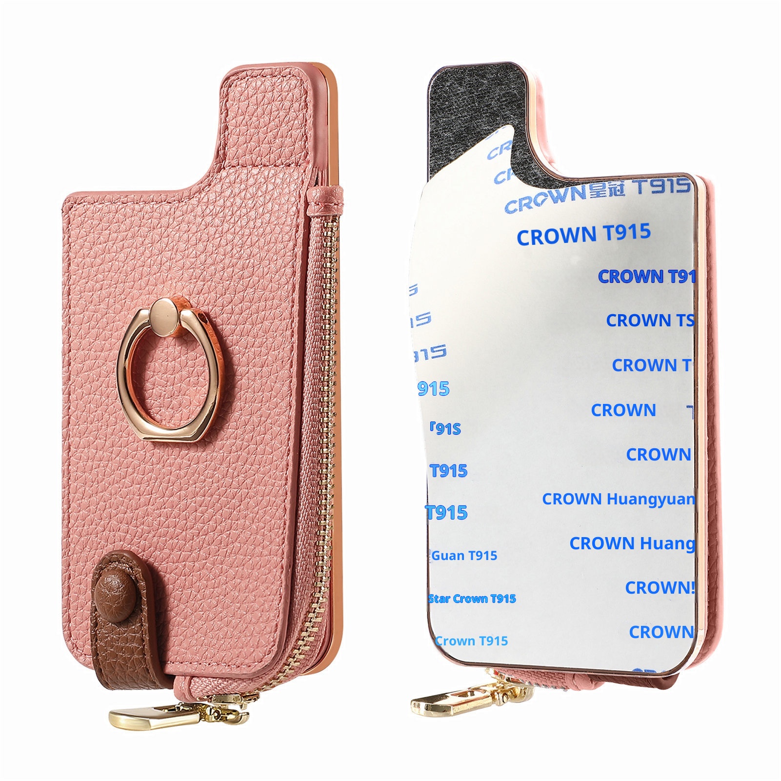 Portafoglio da polso in pelle con clip per monete e adesivo posteriore TechGlobe, porta carte d'identità antifurto RFID_voghion.com