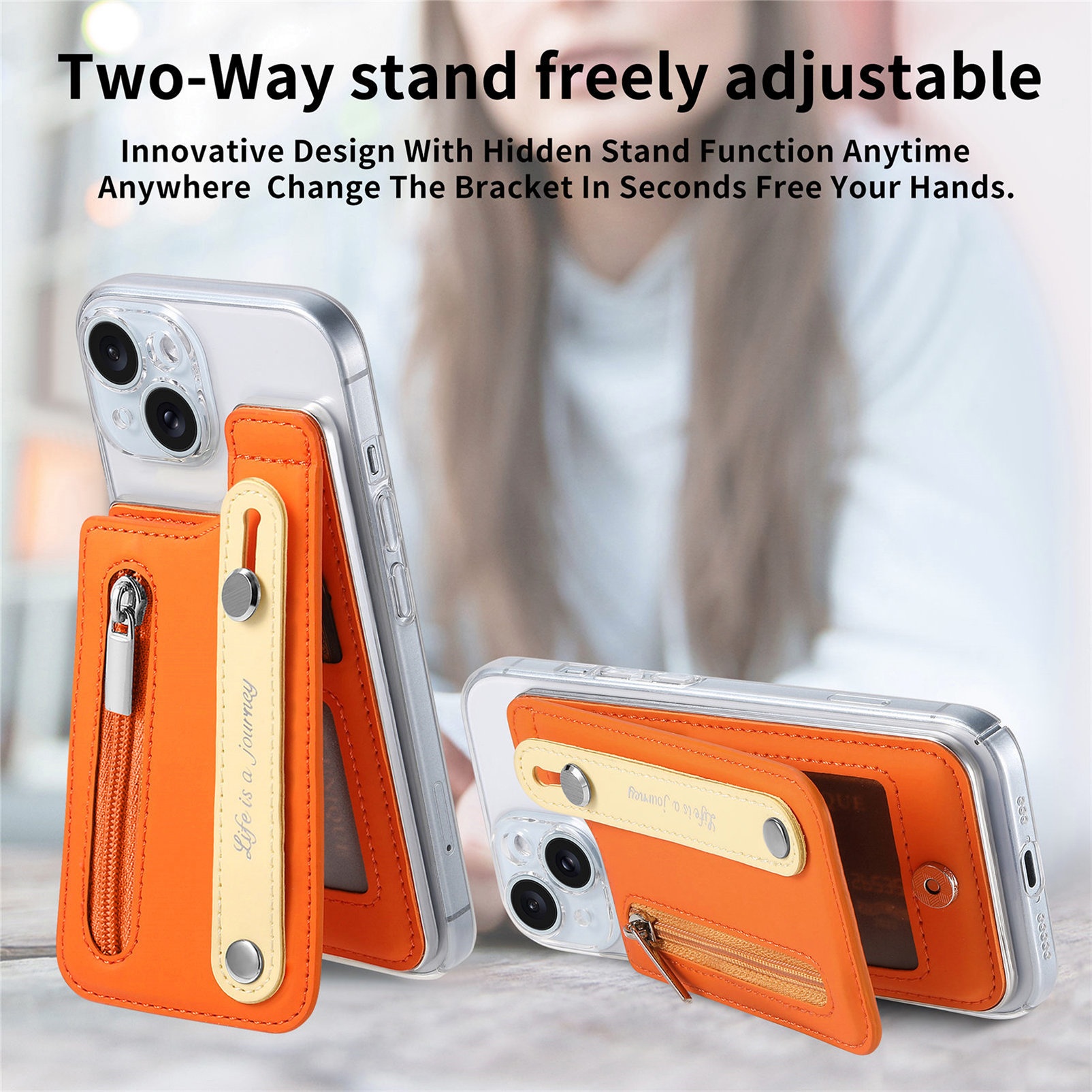 TechGlobe Macaron Color New Phone Flip Wrist Strap Storage Gift Case Back Adhesive Card Holder_voghion.com