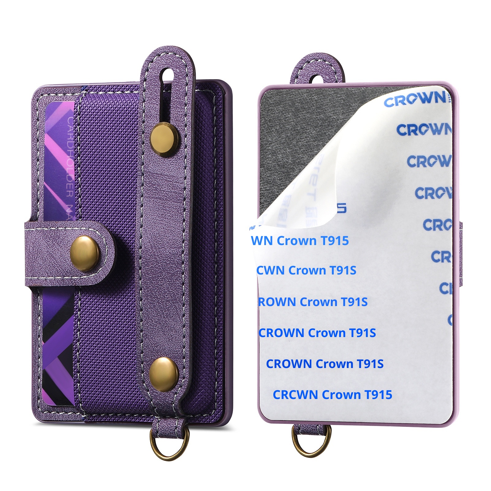 TechGlobe Multifunktionale Halterung mit 3M-Kleberückseite, Handgelenkschlaufe, Kartenfach, Münzclip, Ständer, Handytasche aus PU-Leder_voghion.com