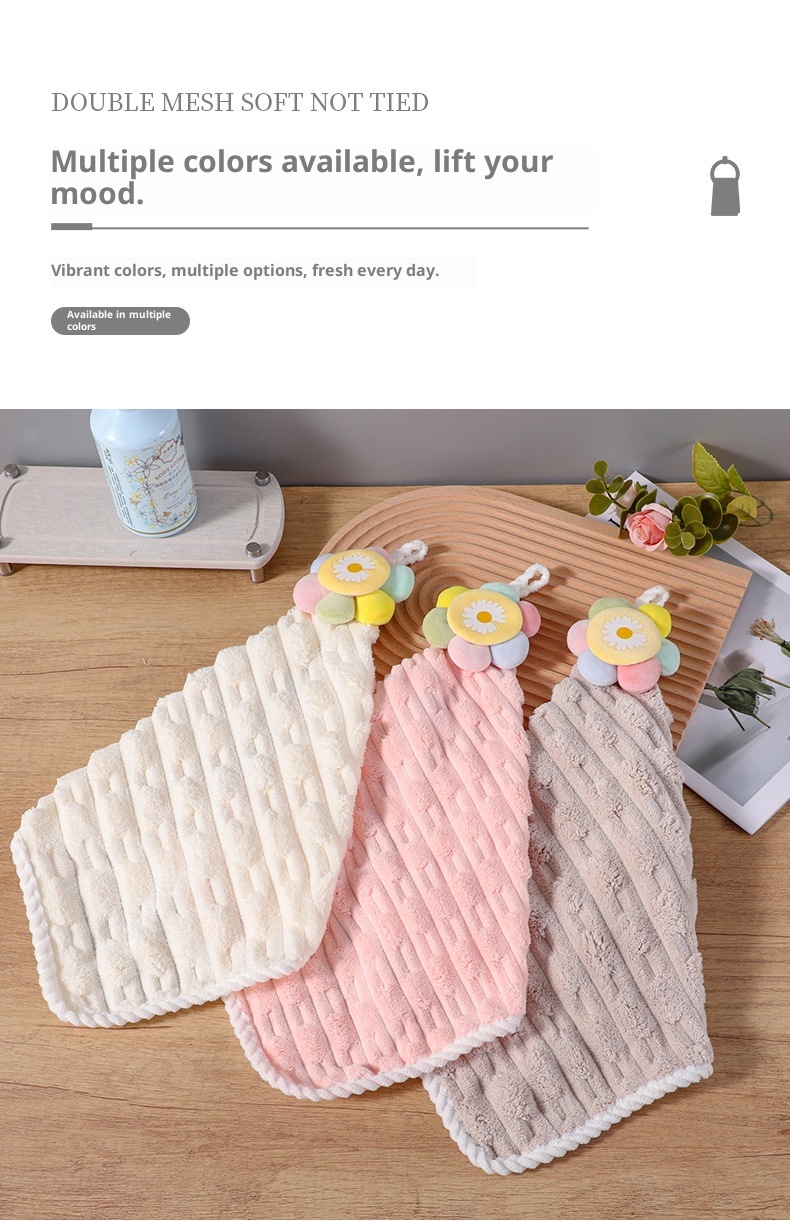 Lillian New Coral Fleece For Home Kitchen Bathroom Hanging Absorbent Hand Square Wash Towel_voghion.com