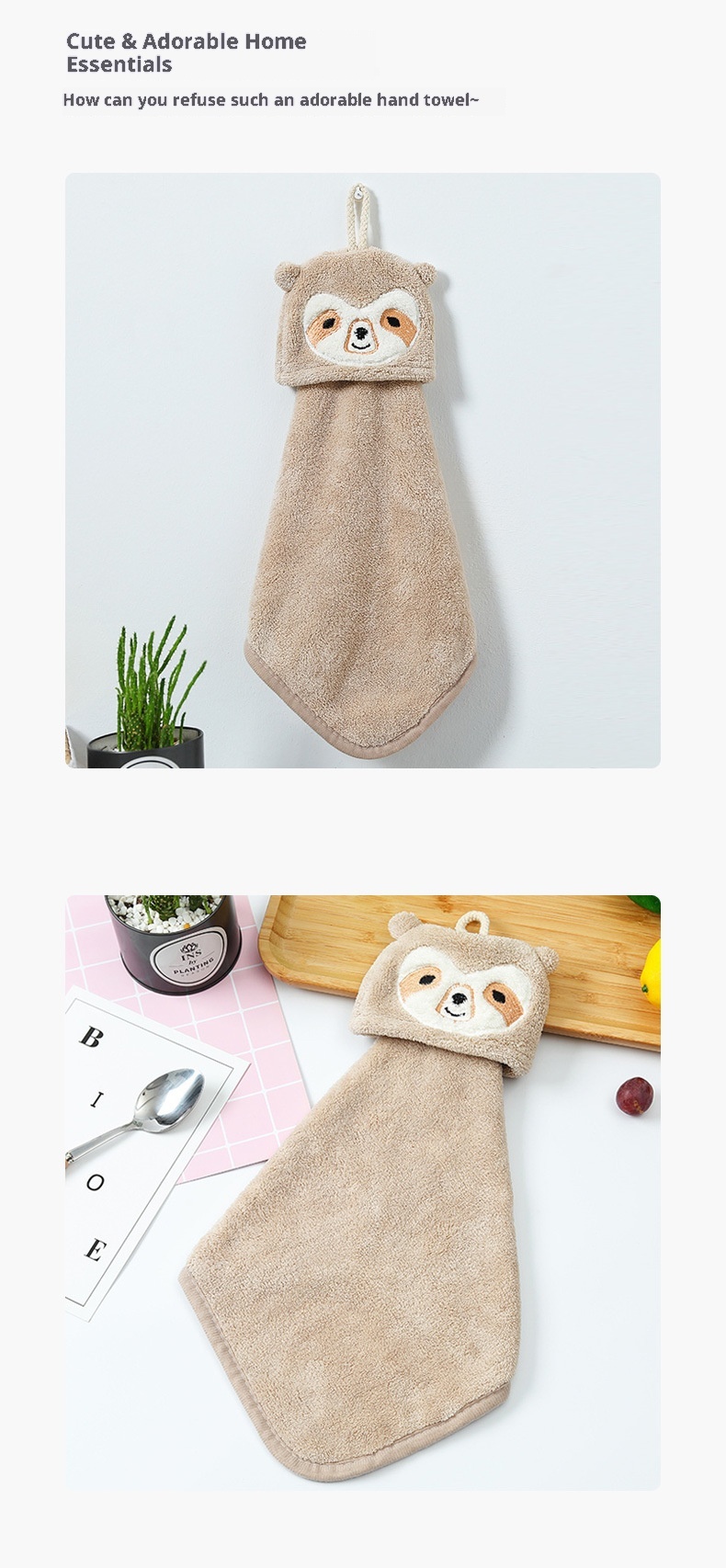 Lillian Thickened Hanging For Kitchen And Bathroom, Absorbent Quick-Dry Soft Coral Fleece Hand Towel_voghion.com