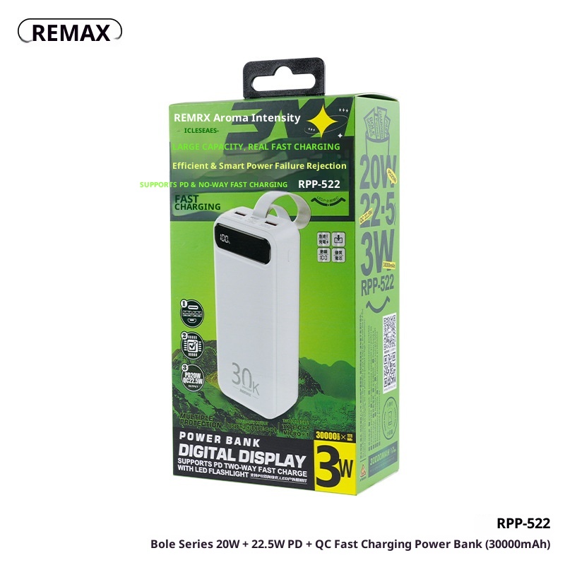 TechGlobe Remax Lightweight Portable 30000mAh Large Capacity Fast Charging Mobile Bank With Power Level Display And 3C_voghion.com