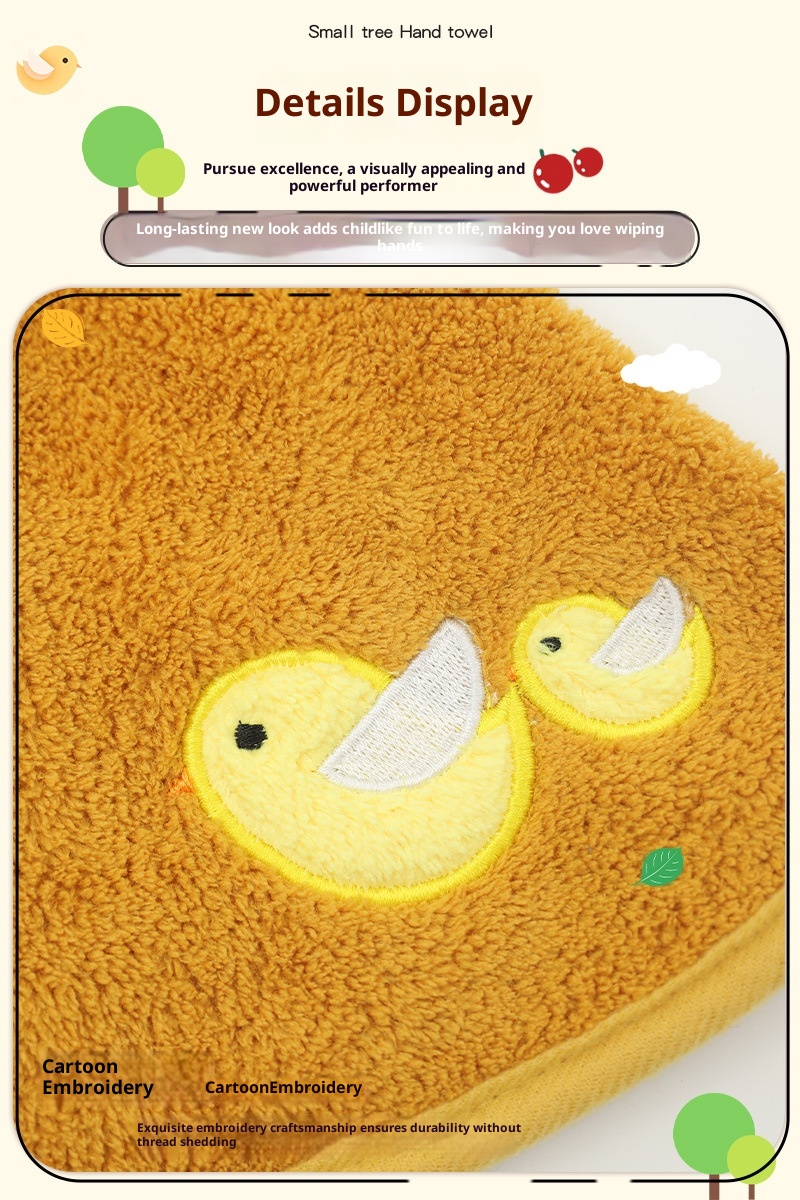 Lillian Cartoon Cute Little Tree Double-Layer Coral Fleece Towel, Kangle House Hanging Thickened Absorbent Hand Towel Wholesale_voghion.com
