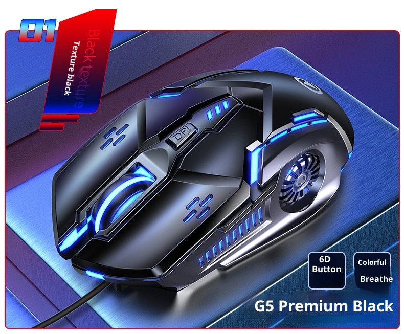 Techglobe G5 Wired Mouse Luminous Gaming E-sports Mechanical Silent Computer Accessories Cross-border Private Model_voghion.com