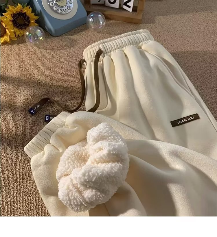 Pantaloni invernali in pile da uomo, pantaloni della tuta spessi e caldi, marchio di alta moda, vestibilità ampia, stile jogger, casual_voghion.com