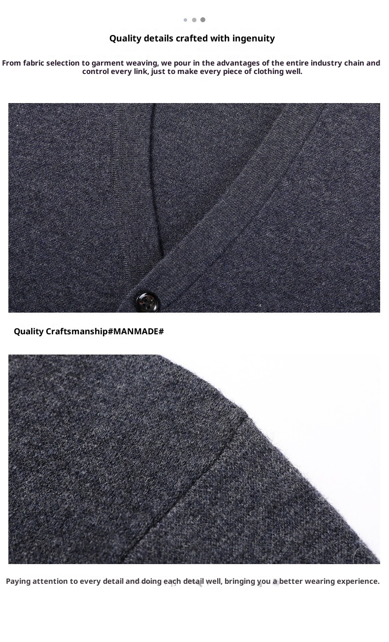 boy Boy Boy Boy Factory Store Men's Casual Knitted Cardigan Winter Middle-aged And Young Thickened Warm Base Layer 100% Pure Wool_voghion.com