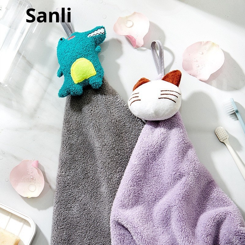 Lillian Sanli Hand Coral Fleece Hanging Kitchen And Bathroom Towel Absorbent Japanese Cartoon Cute Wholesale In Stock_voghion.com