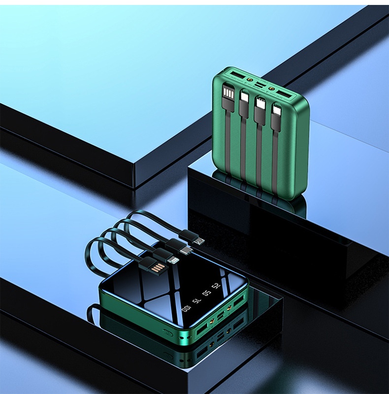 TechGlobe Four-Wire Mini Bank 20000mAh Fast Charging Mobile Power Supply Gift Custom Creative Lithium Battery_voghion.com