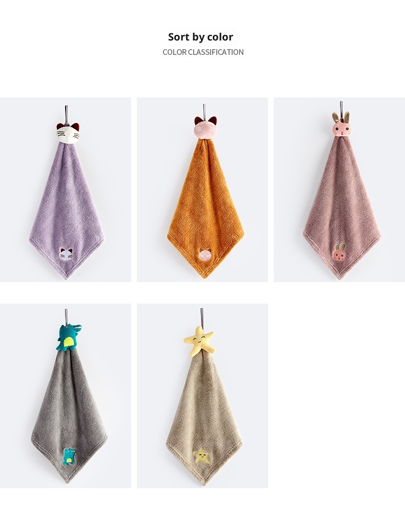 Lillian Sanli Hand Coral Fleece Hanging Kitchen And Bathroom Towel Absorbent Japanese Cartoon Cute Wholesale In Stock_voghion.com
