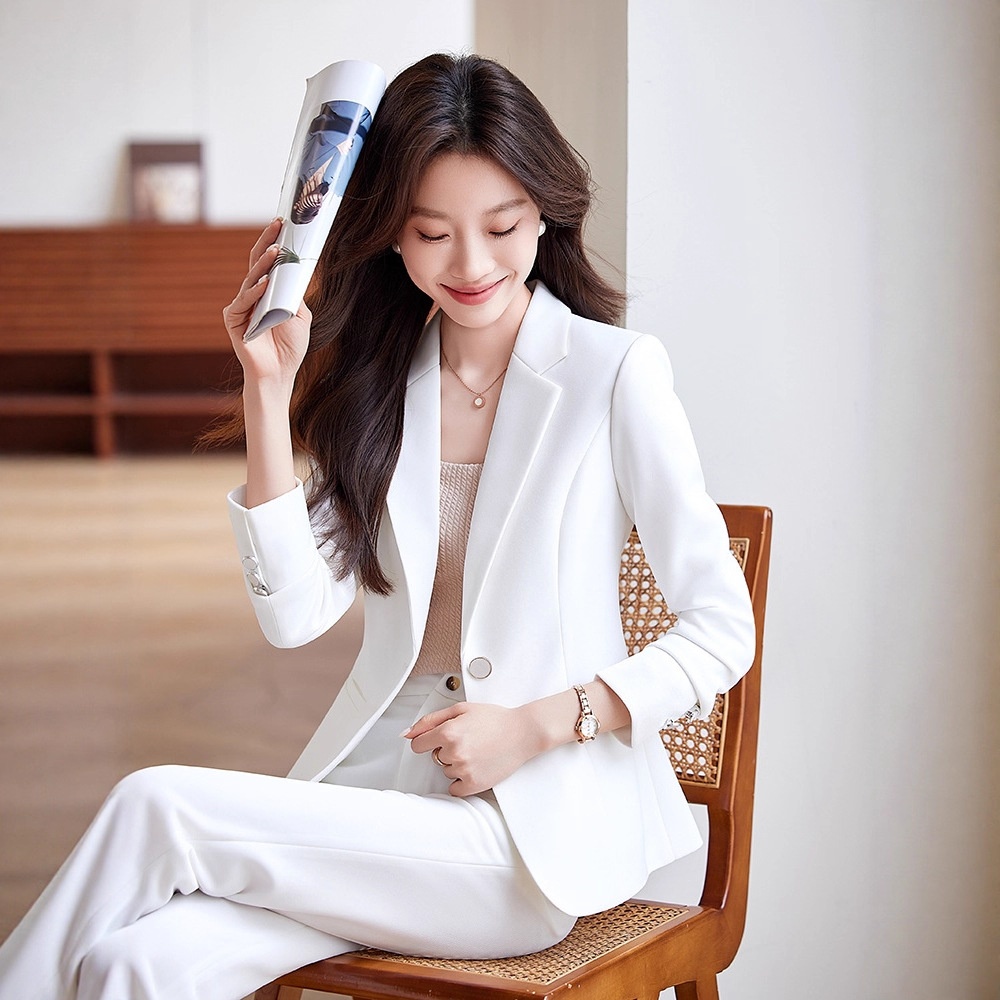 Ragazza Ragazza Completo Rosa Completo da Donna 2025 Nuova Primavera e Autunno Stile Coreano Elegante Casual Professionale Piccolo Blazer_voghion.com