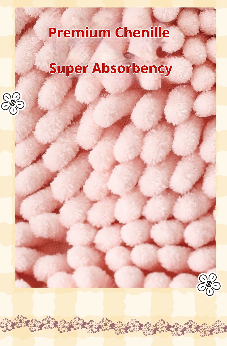 Lillian Chenille Hand Hanging Creative Cute Thickened Absorbent Quick-Dry Handkerchief Kitchen Bathroom Towel Household_voghion.com