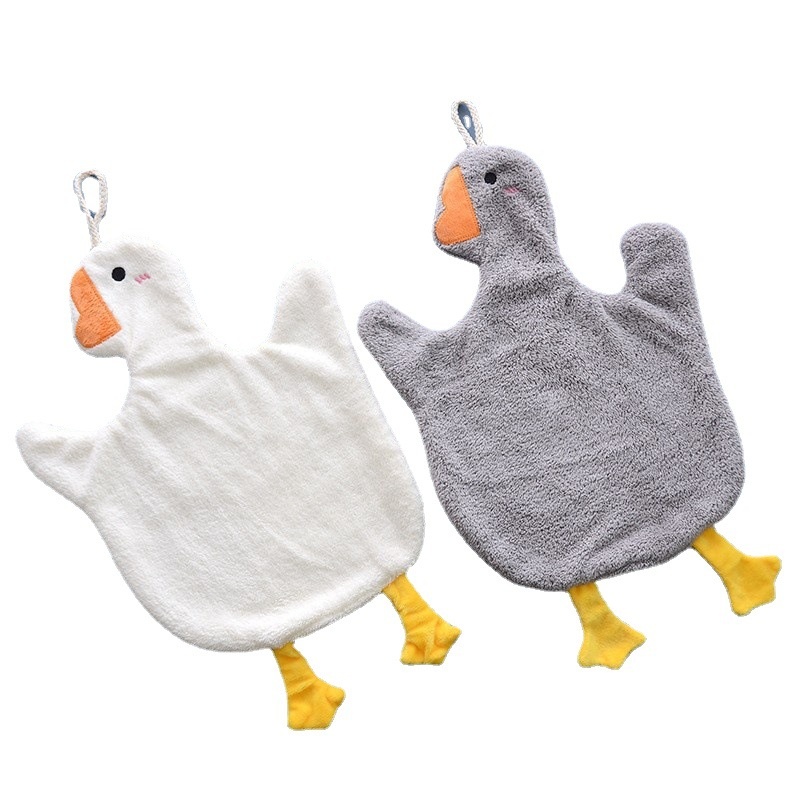 Lillian Big Goose Asılı Mercan Polar El Emici Tüy Dökmeyen Sevimli Karikatür Mutfak Çocuk Küçük Havlusu_voghion.com