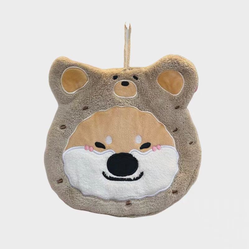 Lillian Puppy Cartoon Thickened Coral Fleece Hand Hanging Absorbent Quick-Dry Bathroom Towel Home Cute Pet Soft_voghion.com