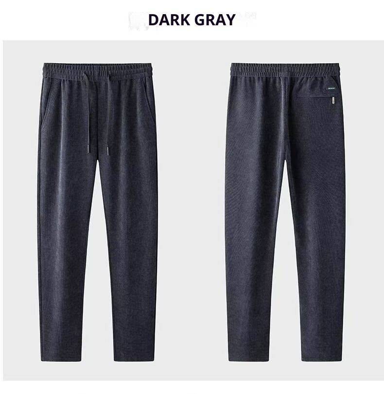 boy Corduroy Casual Autumn Winter New Fleece Lined Thickened Long Pants Straight Trendy Versatile Men's Sweatpants_voghion.com