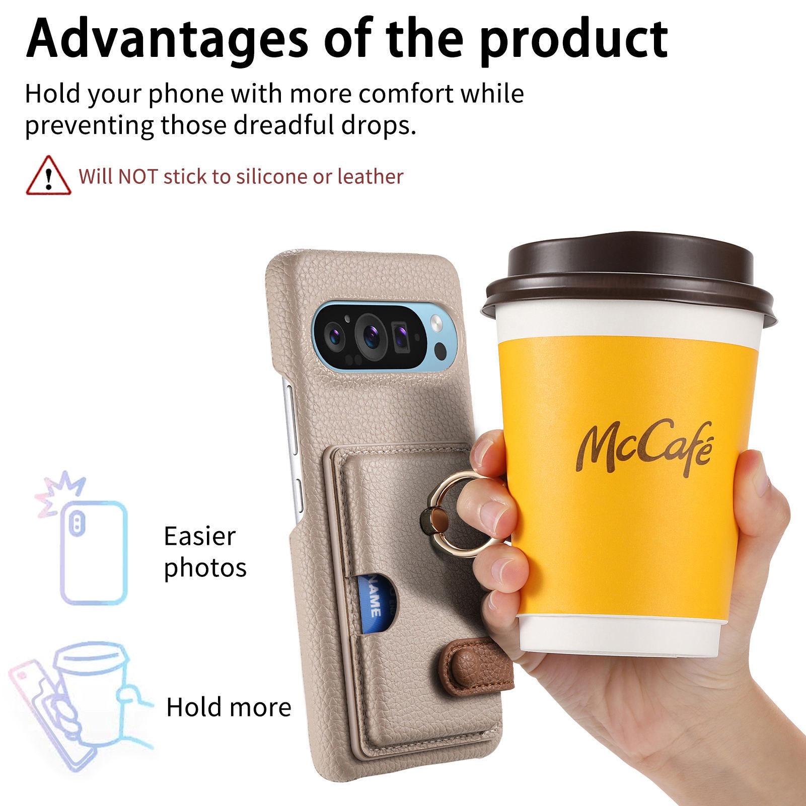 TechGlobe Handyhülle kompatibel mit Google 9A, Kartenfach, Aufbewahrung, Schutzhülle, Armband, Pixel 10 Metallringhalter_voghion.com