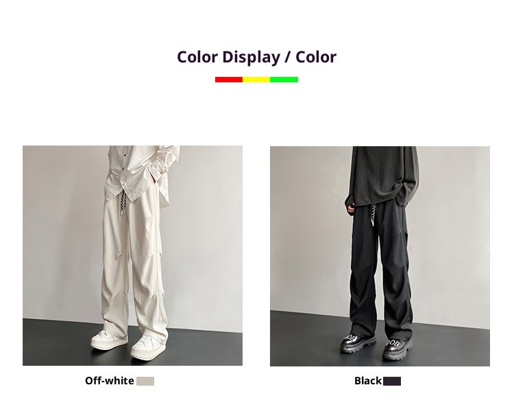 boy Wrinkled Draped Casual Men Summer New Trendy Loose Wide-Leg Ice Silk High-End Paratrooper Cargo Pants_voghion.com