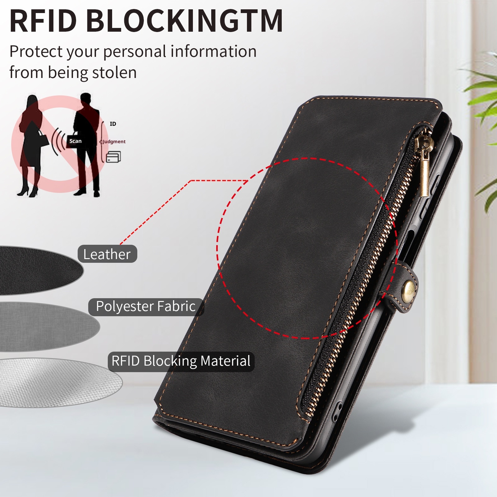 Funda protectora con tapa tipo monedero para Xiaomi 14, compatible con Note 13 Pro, Redmi 12, cuero retro_voghion.com