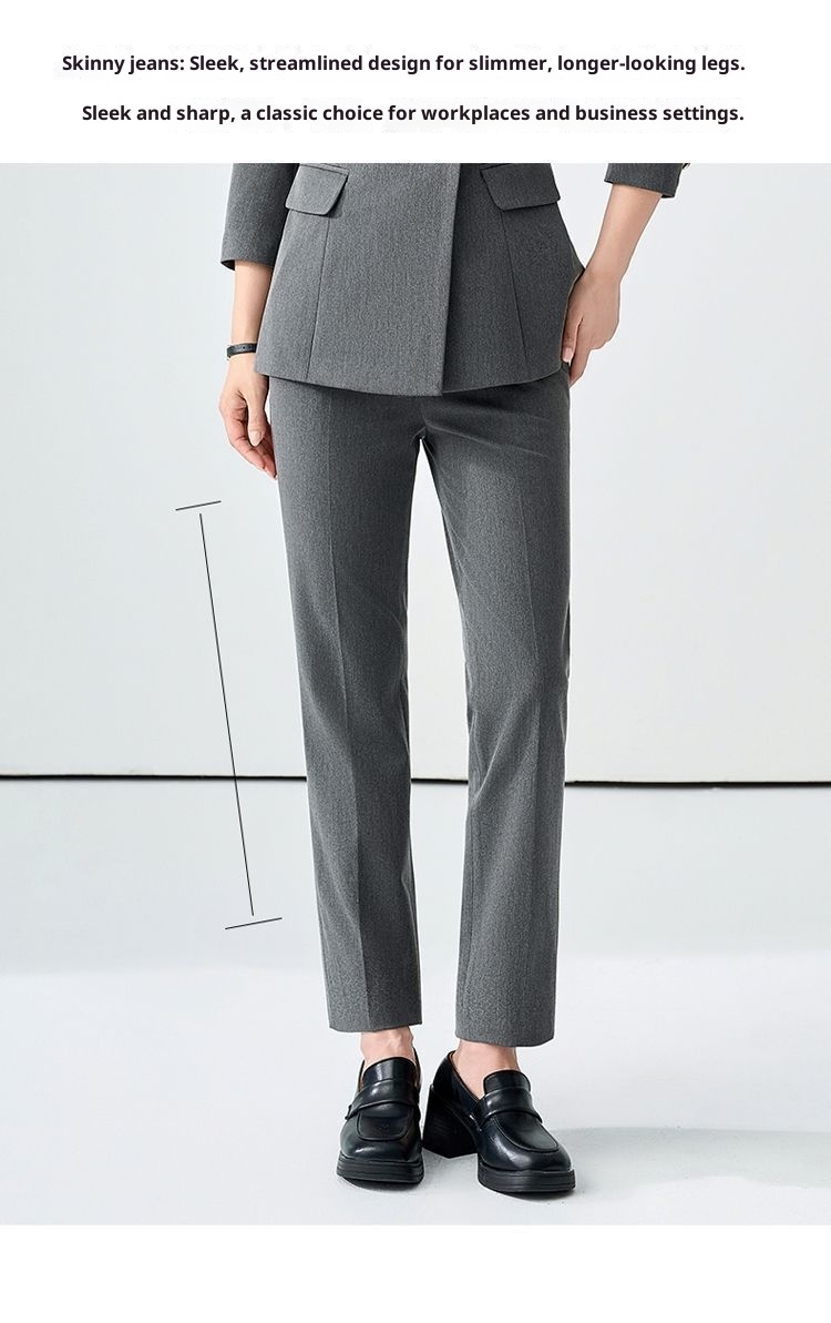 girl Girl Gray Set For Women, Double-Breasted, Petite Formal Wear, College Student Exam Interview Professional Suit_voghion.com