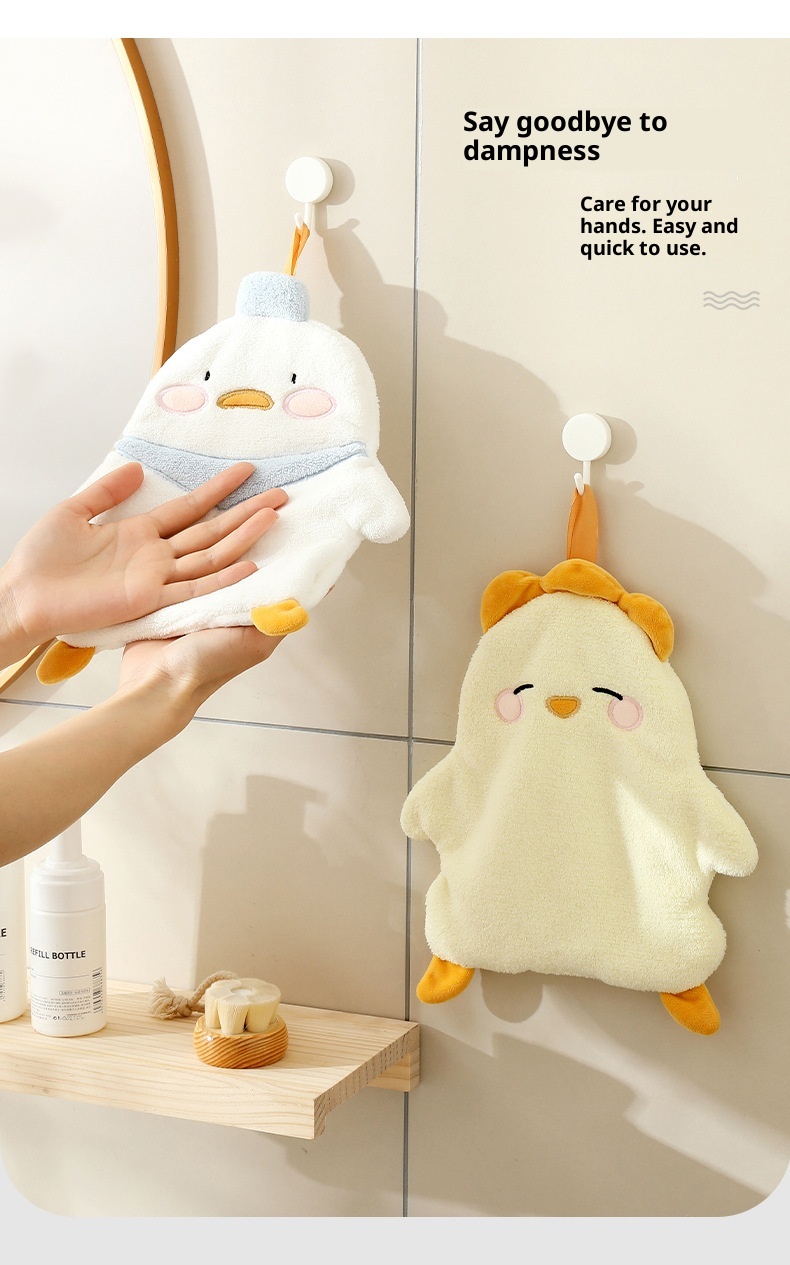 Lillian Cute Penguin Absorbent Children's Household Kitchen Wipe Duck Hanging Cartoon Hand Towel_voghion.com