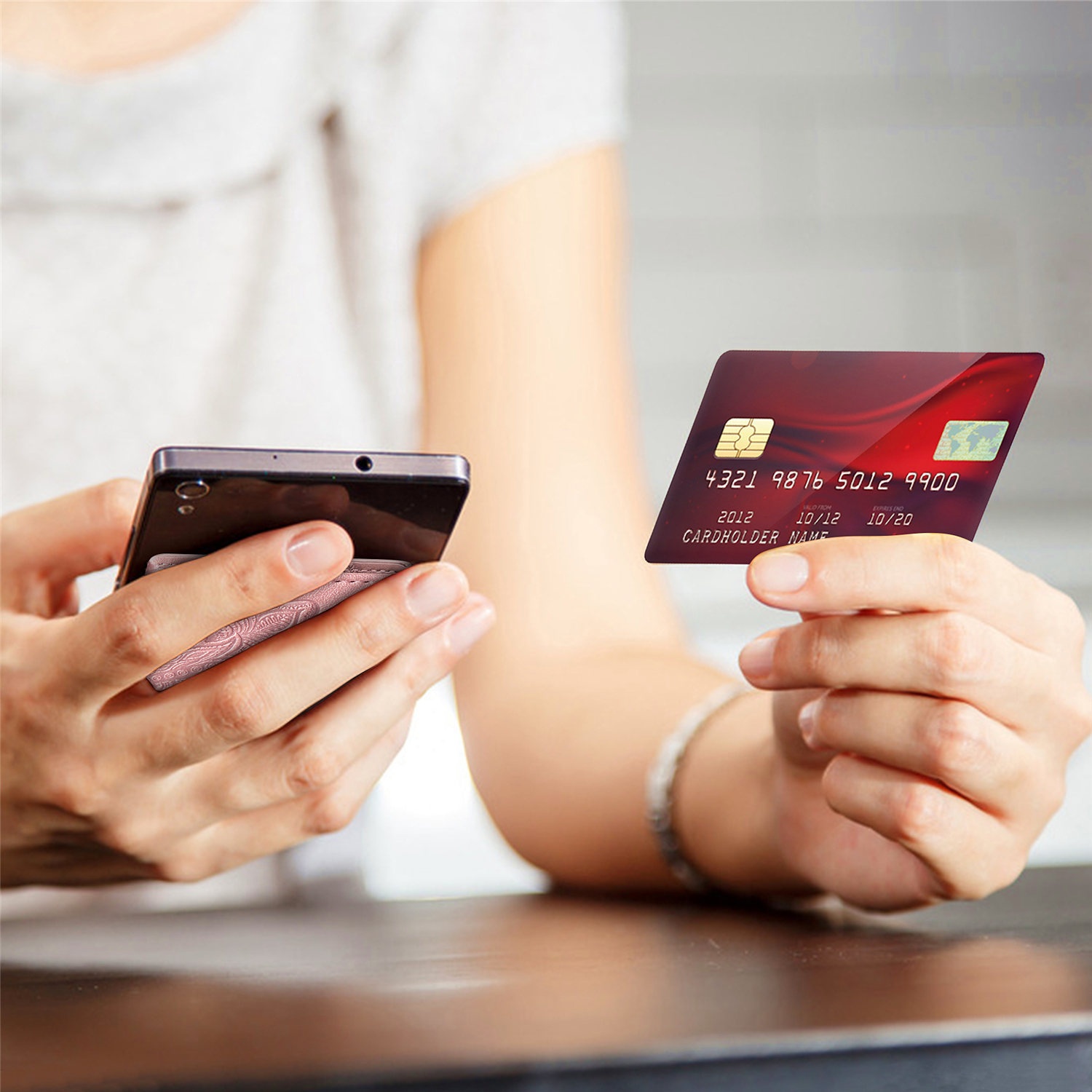 TechGlobe Foreign Trade Gift Coin Holder Universal 3M Adhesive Multi-Function Insert Embossed Phone Back Sticker Card Case_voghion.com