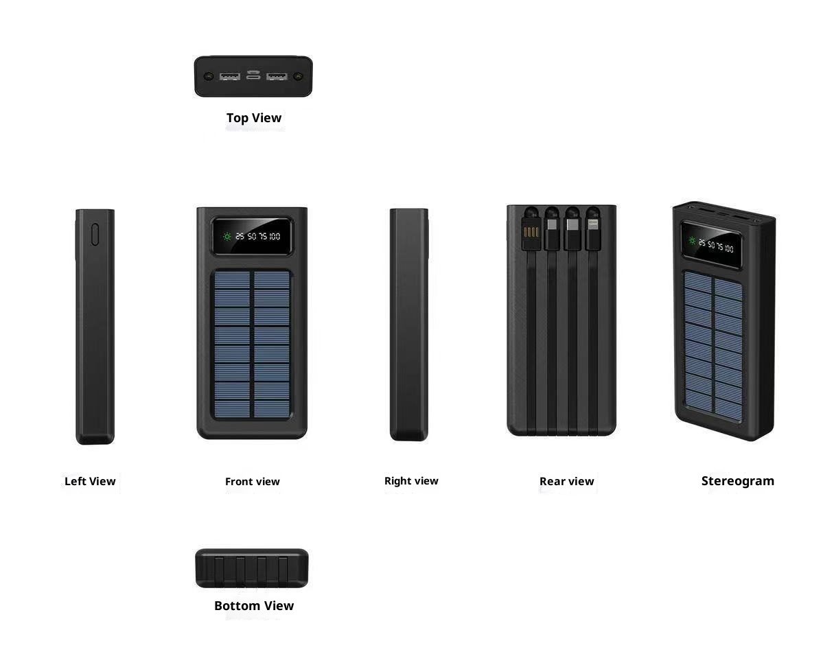 techglobe Cross-border Detachable Built-in Cable Solar Bank 20000mAh Gift Printed Mobile Power Supply_voghion.com