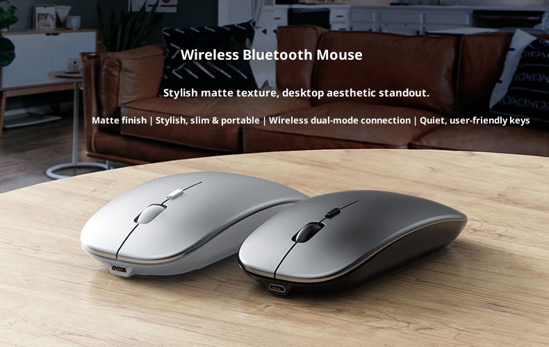 Techglobe Bluetooth Silent Rechargeable Dual-Mode Desktop Office Gaming Laptop Universal Wireless Mouse_voghion.com