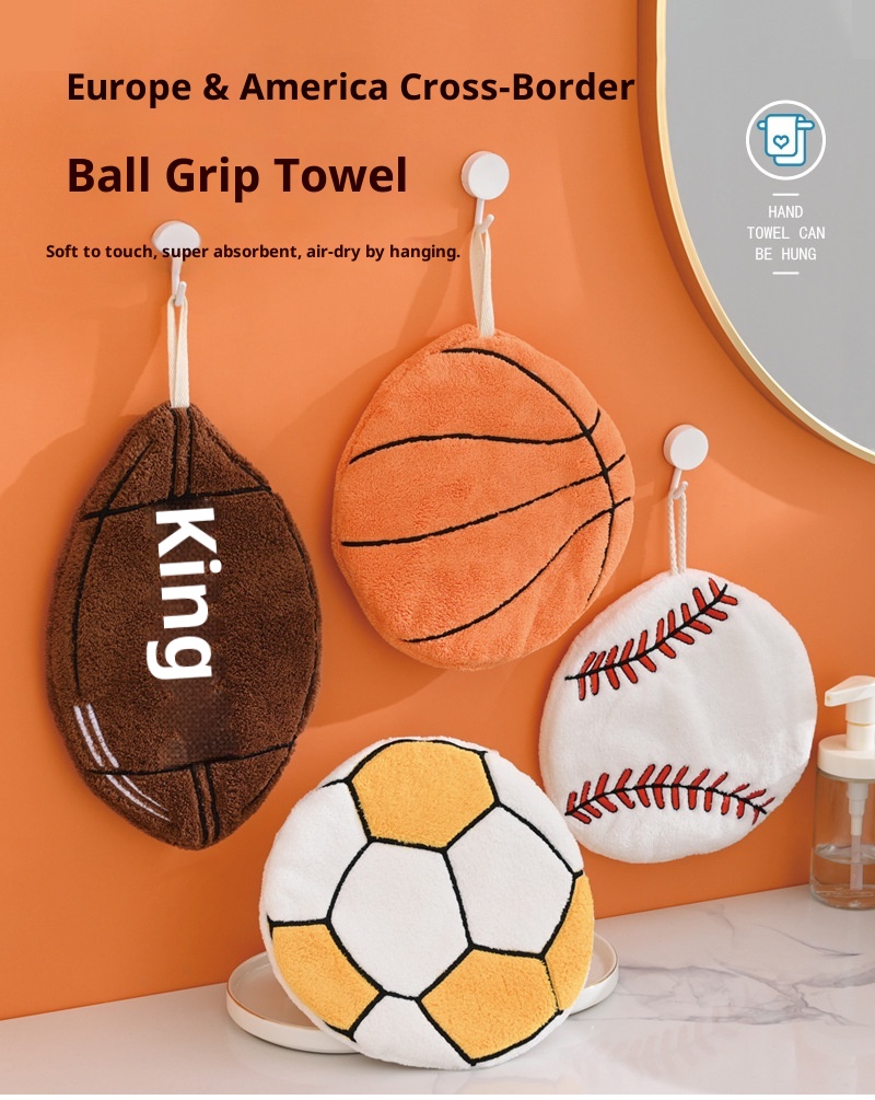 Lillian European And American Cross-Border Ball Hanging Hand Three-Layer Thickened Absorbent Coral Fleece Towel Kitchen_voghion.com