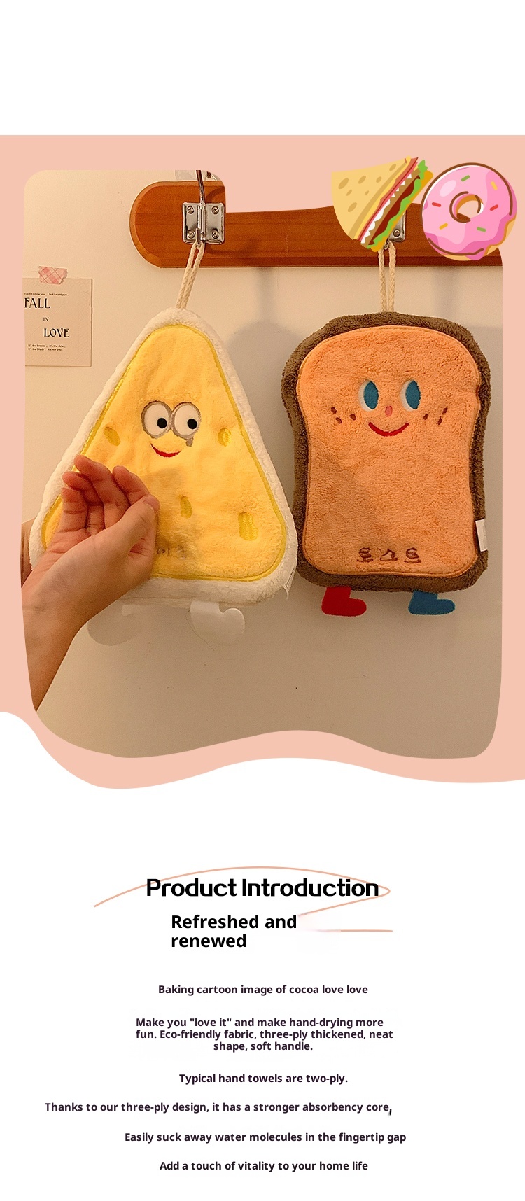 Lillian Cute Hanging Absorbent Thickened For Bathroom Cartoon Handkerchief Hand Washing Small Square Towel Kitchen Cloth_voghion.com