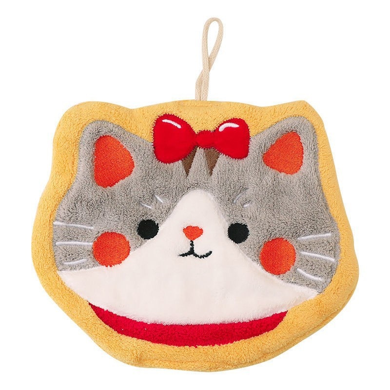 Lillian Cartoon Cute Cat Hanging Hand Household Kitchen Bathroom Thickened Coral Absorbent Cloth Towel_voghion.com