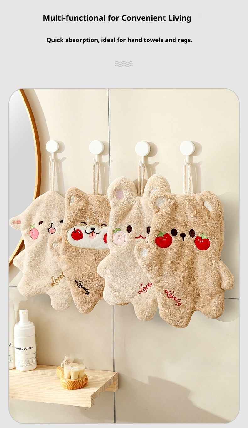 Lillian Neues hängendes, niedliches, stark saugfähiges, verdicktes, schnelltrocknendes Kinder-Katzen-Doppellagiges Handtuch (Großhandel)_voghion.com