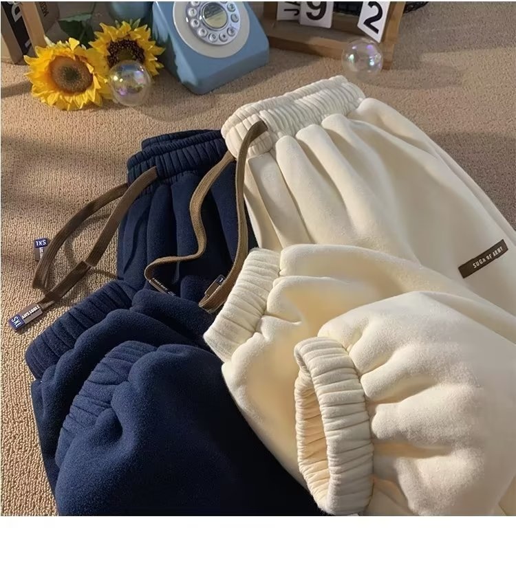 Pantaloni invernali in pile da uomo, pantaloni della tuta spessi e caldi, marchio di alta moda, vestibilità ampia, stile jogger, casual_voghion.com